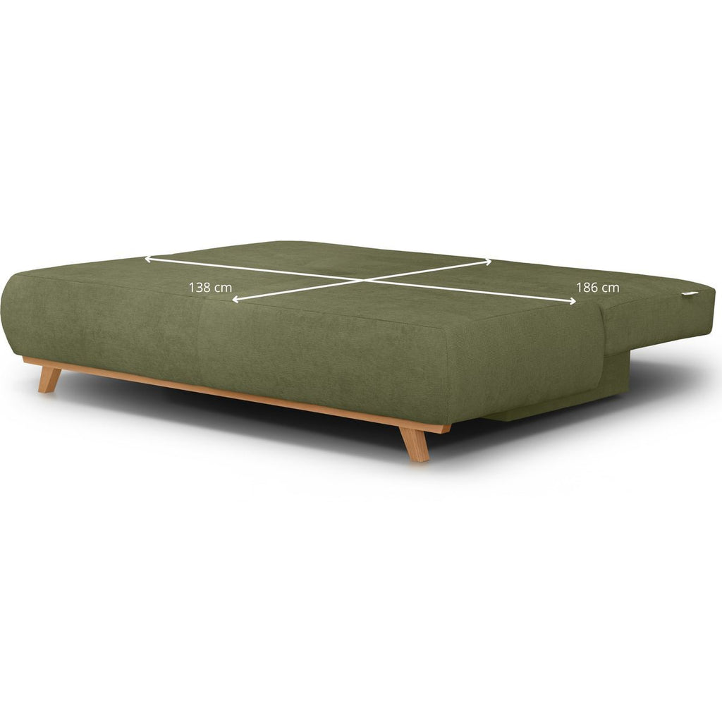 Laria - Canapé Convertible 3 Places avec Coffre de Rangement en Tissu Chenille - Vert Olive