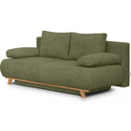 Laria - Canapé Convertible 3 Places avec Coffre de Rangement en Tissu Chenille - Vert Olive