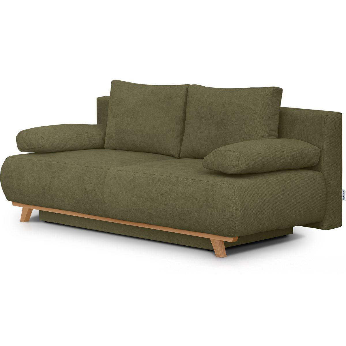 Laria - Canapé Convertible 3 Places avec Coffre de Rangement en Tissu Chenille - Vert Kaki