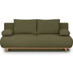 Laria - Canapé Convertible 3 Places avec Coffre de Rangement en Tissu Chenille - Vert Kaki