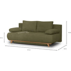 Laria - Canapé Convertible 3 Places avec Coffre de Rangement en Tissu Chenille - Vert Kaki