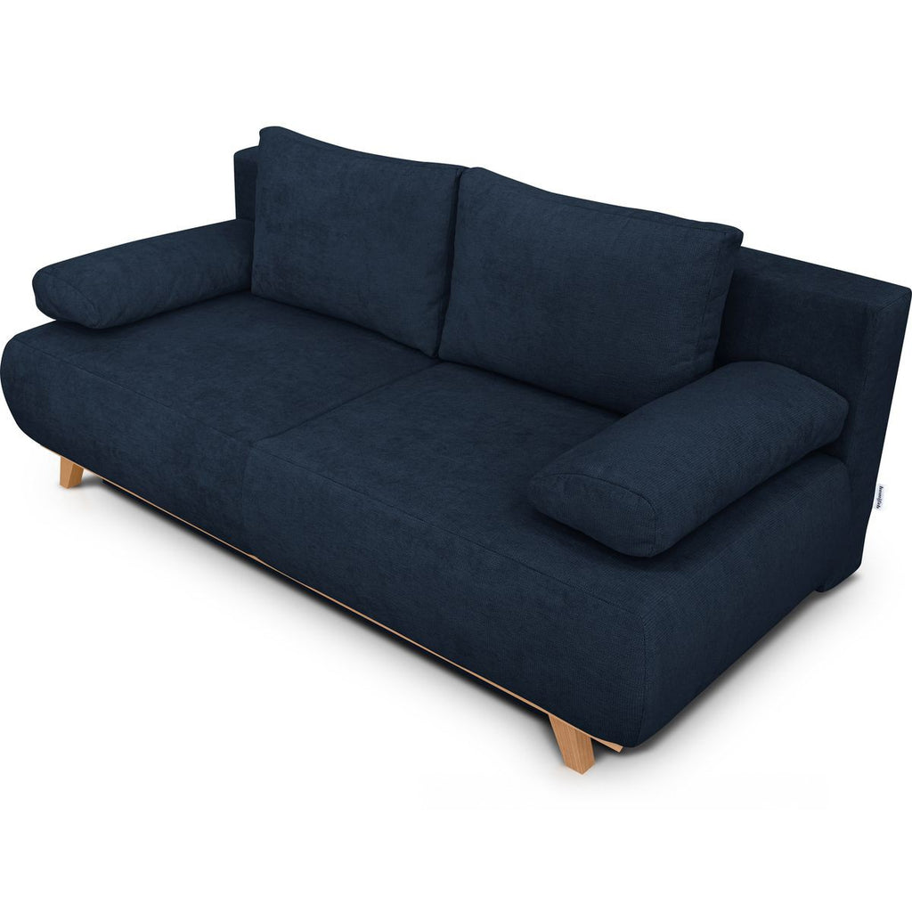 Laria - Canapé Convertible 3 Places avec Coffre de Rangement en Tissu Chenille - Bleu Foncé