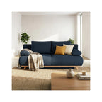 Laria - Canapé Convertible 3 Places avec Coffre de Rangement en Tissu Chenille - Bleu Foncé