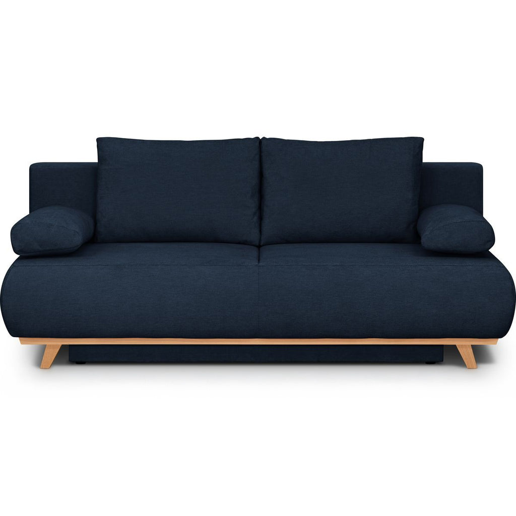 Laria - Canapé Convertible 3 Places avec Coffre de Rangement en Tissu Chenille - Bleu Foncé