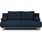 Laria - Canapé Convertible 3 Places avec Coffre de Rangement en Tissu Chenille - Bleu Foncé