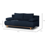 Laria - Canapé Convertible 3 Places avec Coffre de Rangement en Tissu Chenille - Bleu Foncé