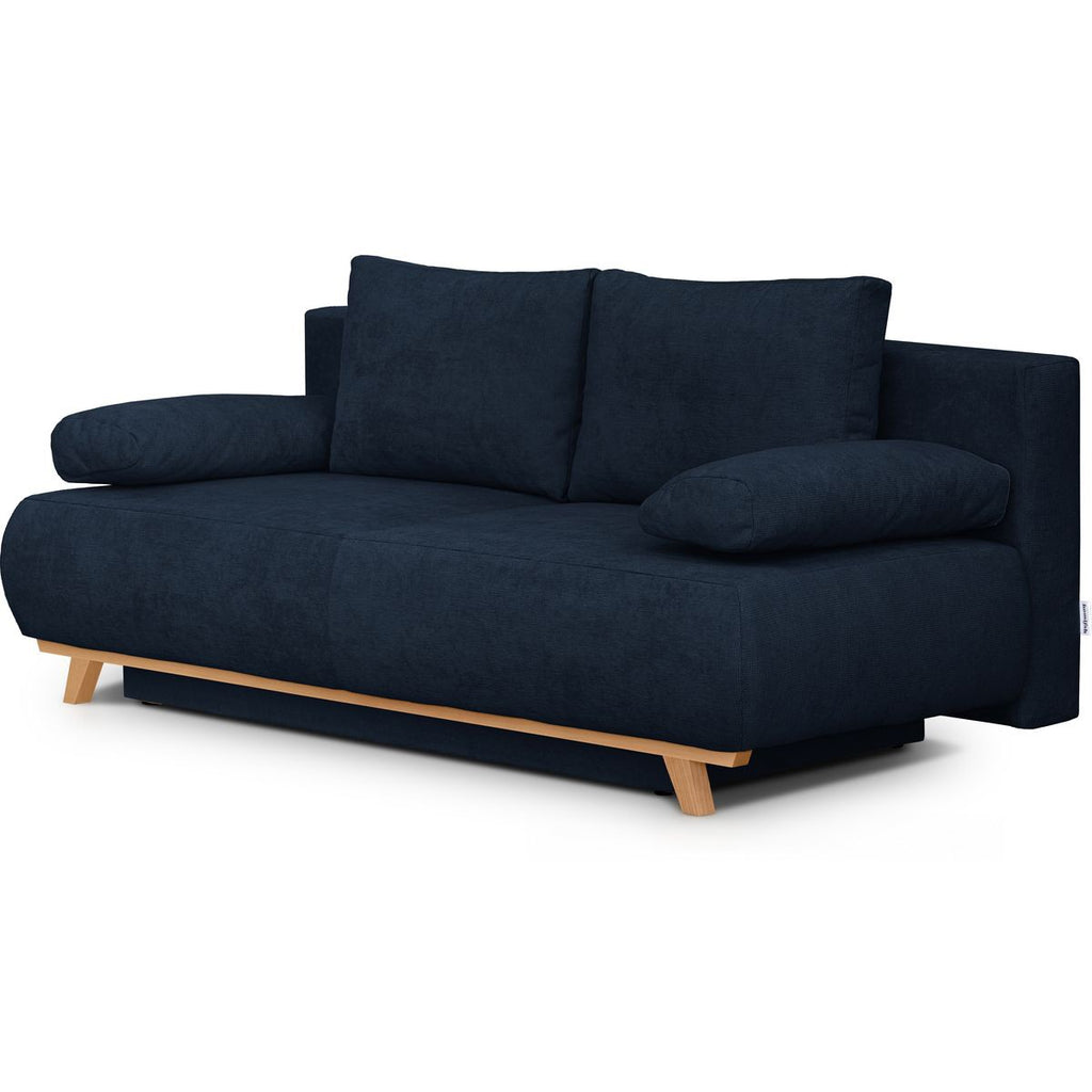 Laria - Canapé Convertible 3 Places avec Coffre de Rangement en Tissu Chenille - Bleu Foncé