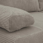 Laria - Canapé Convertible 3 Places avec Coffre de Rangement en Velours Côtelé - Taupe