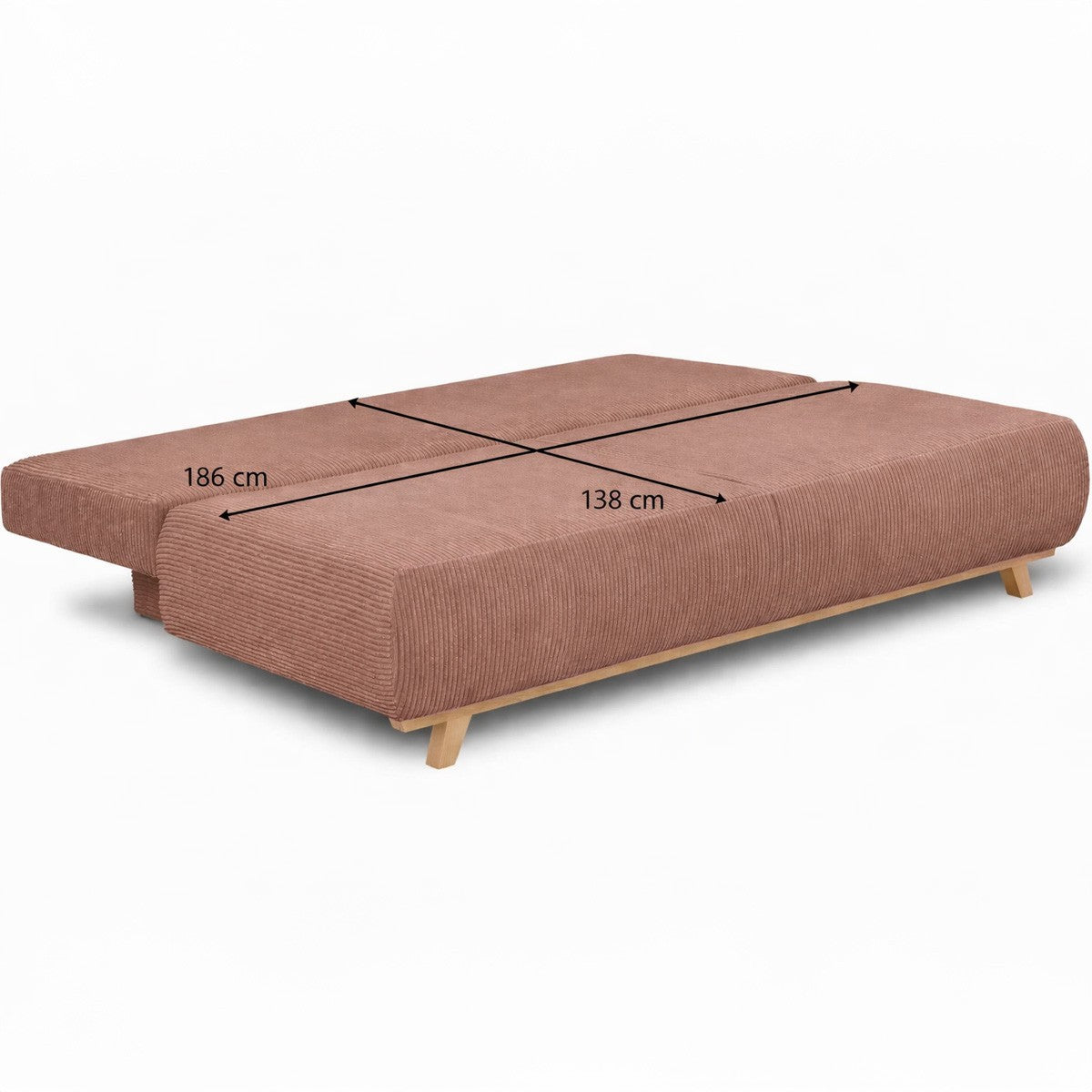 Laria - Sofá convertible - Pana - Rosa pálido