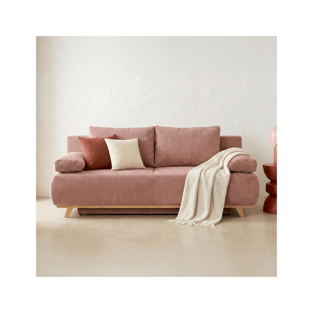 Laria - Sofá convertible - Pana - Rosa pálido