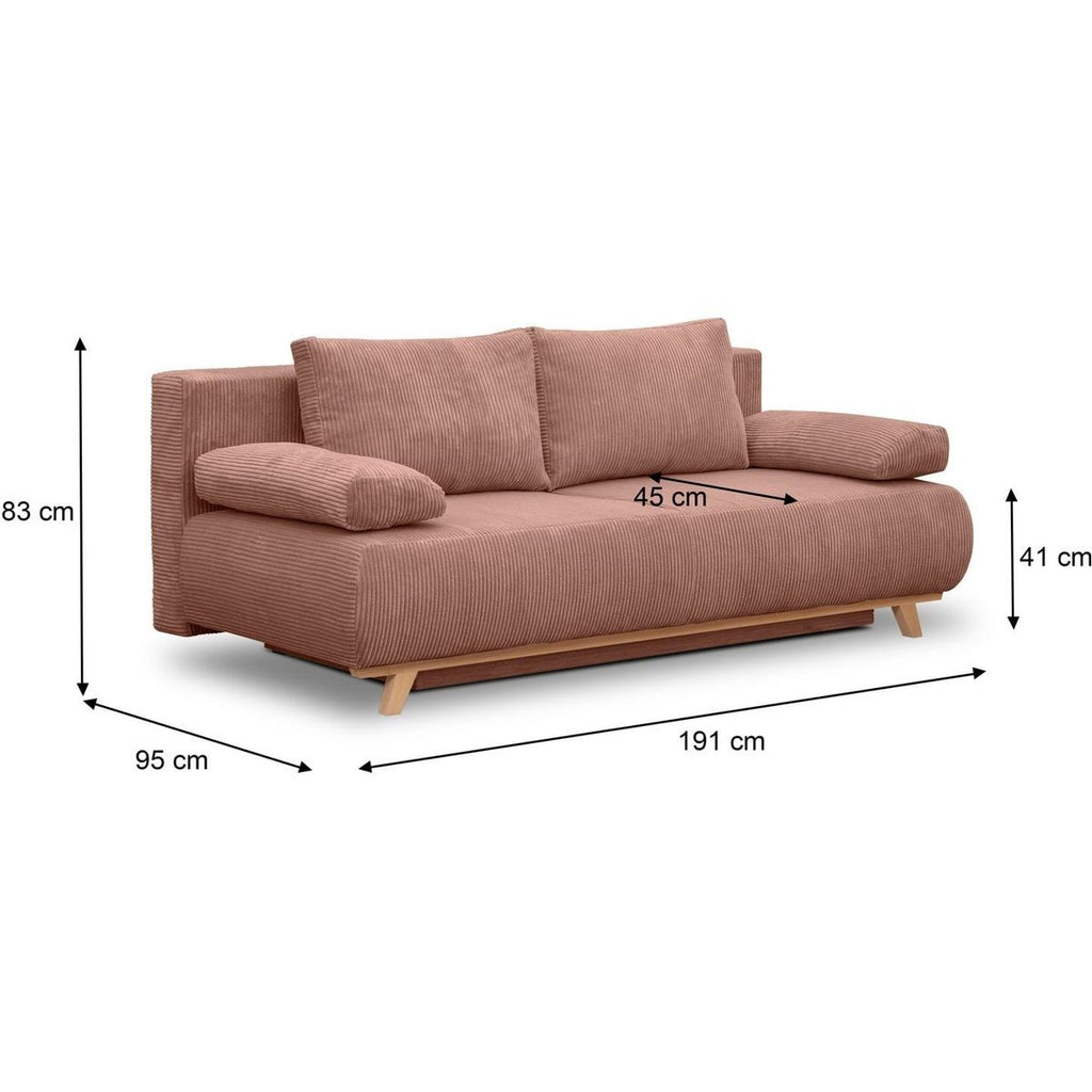 Laria - Sofá convertible - Pana - Rosa pálido
