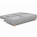 Laria - Canapé Convertible 3 Places avec Coffre de Rangement en Velours Côtelé - Gris Clair