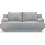 Laria - Canapé Convertible 3 Places avec Coffre de Rangement en Velours Côtelé - Gris Clair