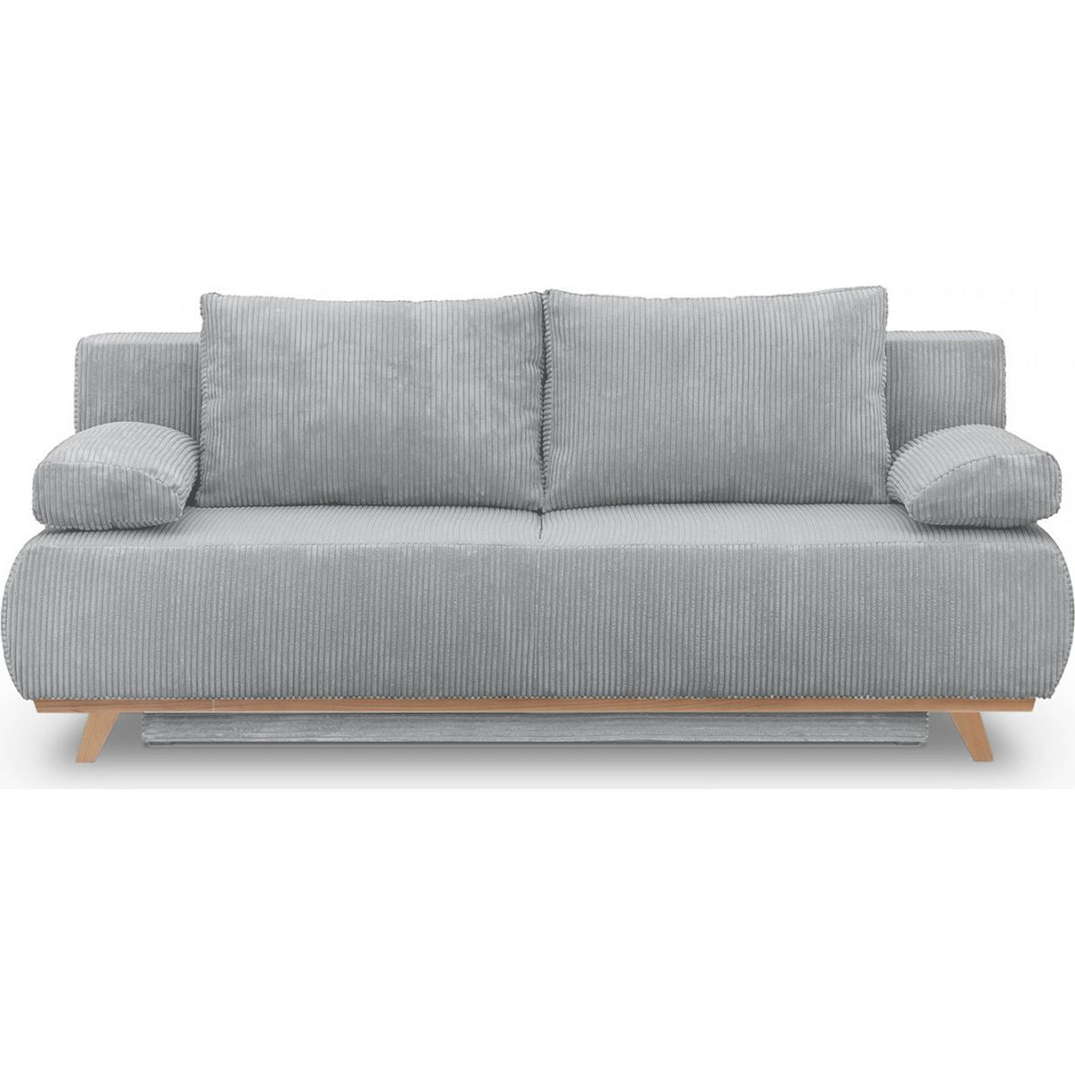 Laria - Canapé Convertible 3 Places avec Coffre de Rangement en Velours Côtelé - Gris Clair