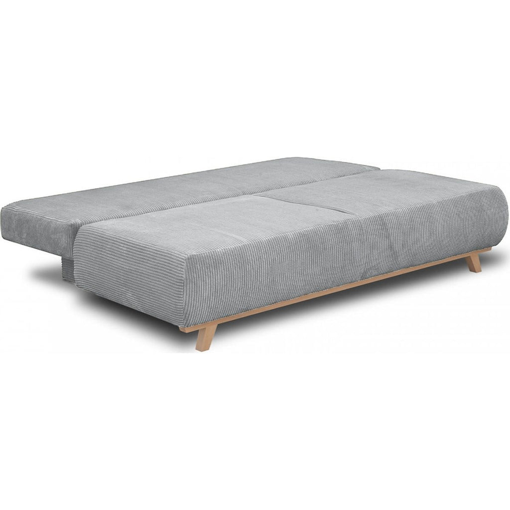 Laria - Canapé Convertible 3 Places avec Coffre de Rangement en Velours Côtelé - Gris Clair
