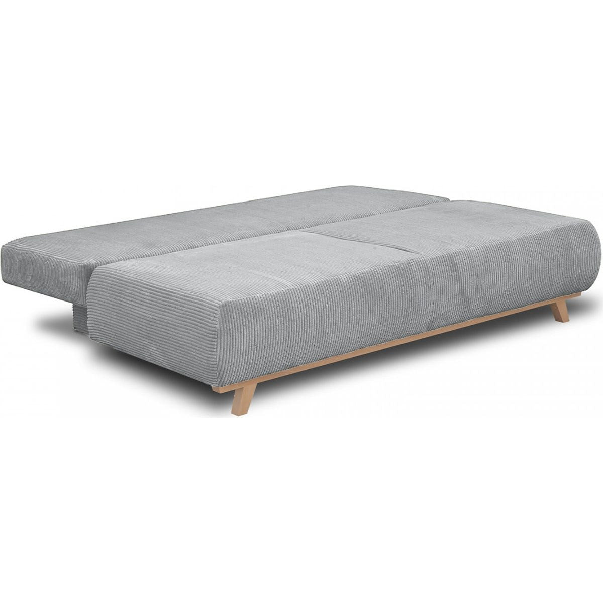 Laria - Canapé Convertible 3 Places avec Coffre de Rangement en Velours Côtelé - Gris Clair