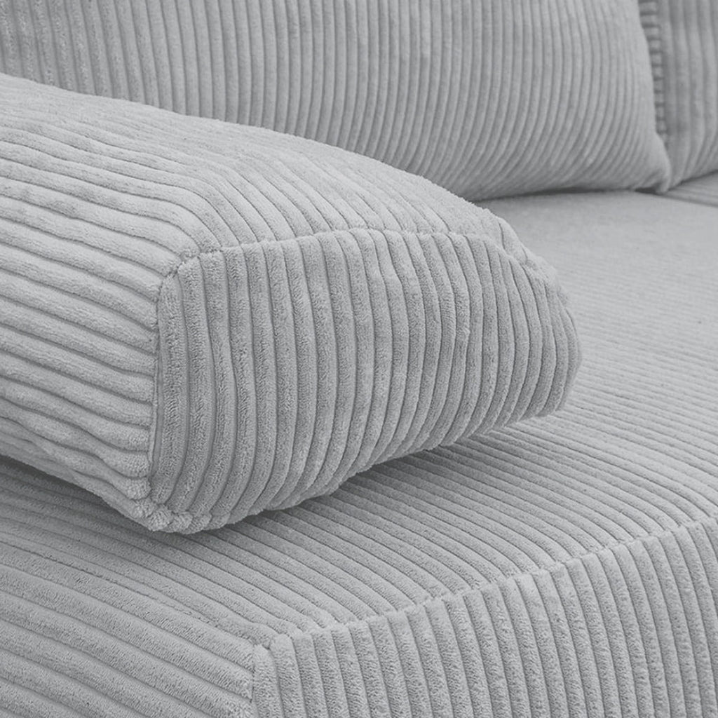 Laria - Canapé Convertible 3 Places avec Coffre de Rangement en Velours Côtelé - Gris Clair