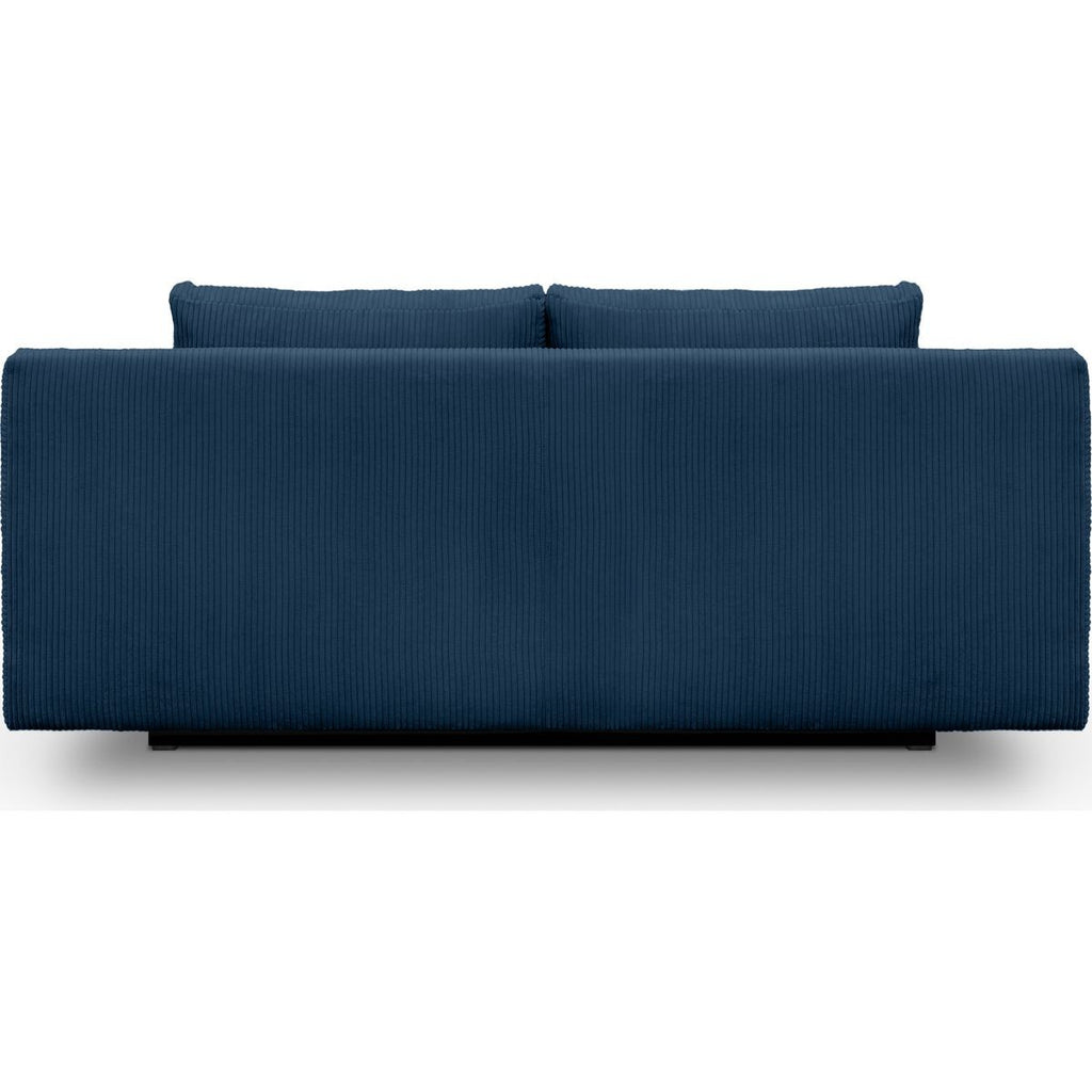 Laria - Canapé Convertible 3 Places avec Coffre de Rangement en Velours Côtelé - Bleu