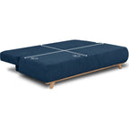 Laria - Canapé Convertible 3 Places avec Coffre de Rangement en Velours Côtelé - Bleu