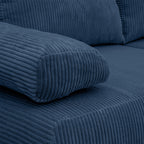 Laria - Canapé Convertible 3 Places avec Coffre de Rangement en Velours Côtelé - Bleu