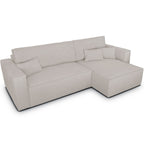 Livia - Canapé d'Angle Convertible Réversible 4 Places avec Coffre de Rangement en Tissu Chenille - Taupe