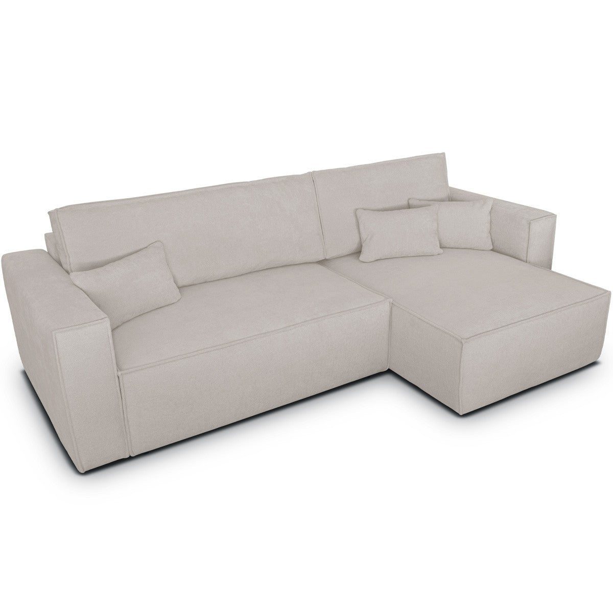 Livia - Canapé d'Angle Convertible Réversible 4 Places avec Coffre de Rangement en Tissu Chenille - Taupe