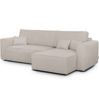 Livia - Canapé d'Angle Convertible Réversible 4 Places avec Coffre de Rangement en Tissu Chenille - Taupe