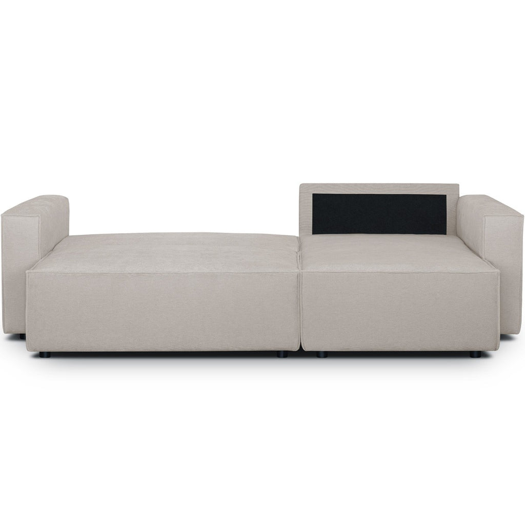 Livia - Canapé d'Angle Convertible Réversible 4 Places avec Coffre de Rangement en Tissu Chenille - Taupe