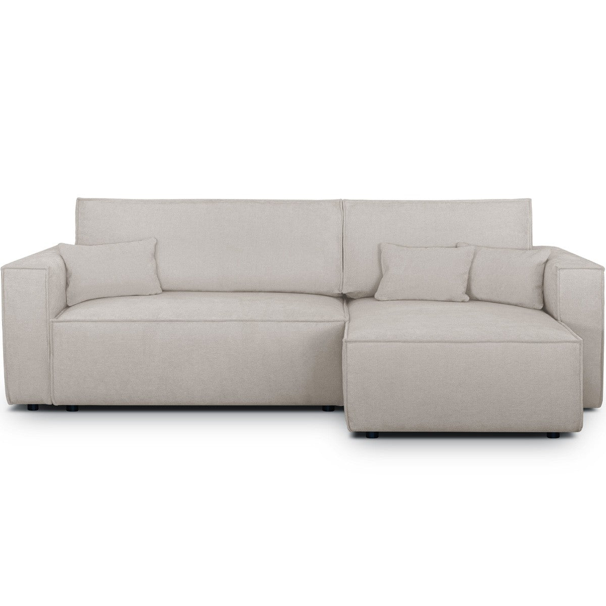 Livia - Canapé d'Angle Convertible Réversible 4 Places avec Coffre de Rangement en Tissu Chenille - Taupe