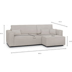 Livia - Canapé d'Angle Convertible Réversible 4 Places avec Coffre de Rangement en Tissu Chenille - Taupe