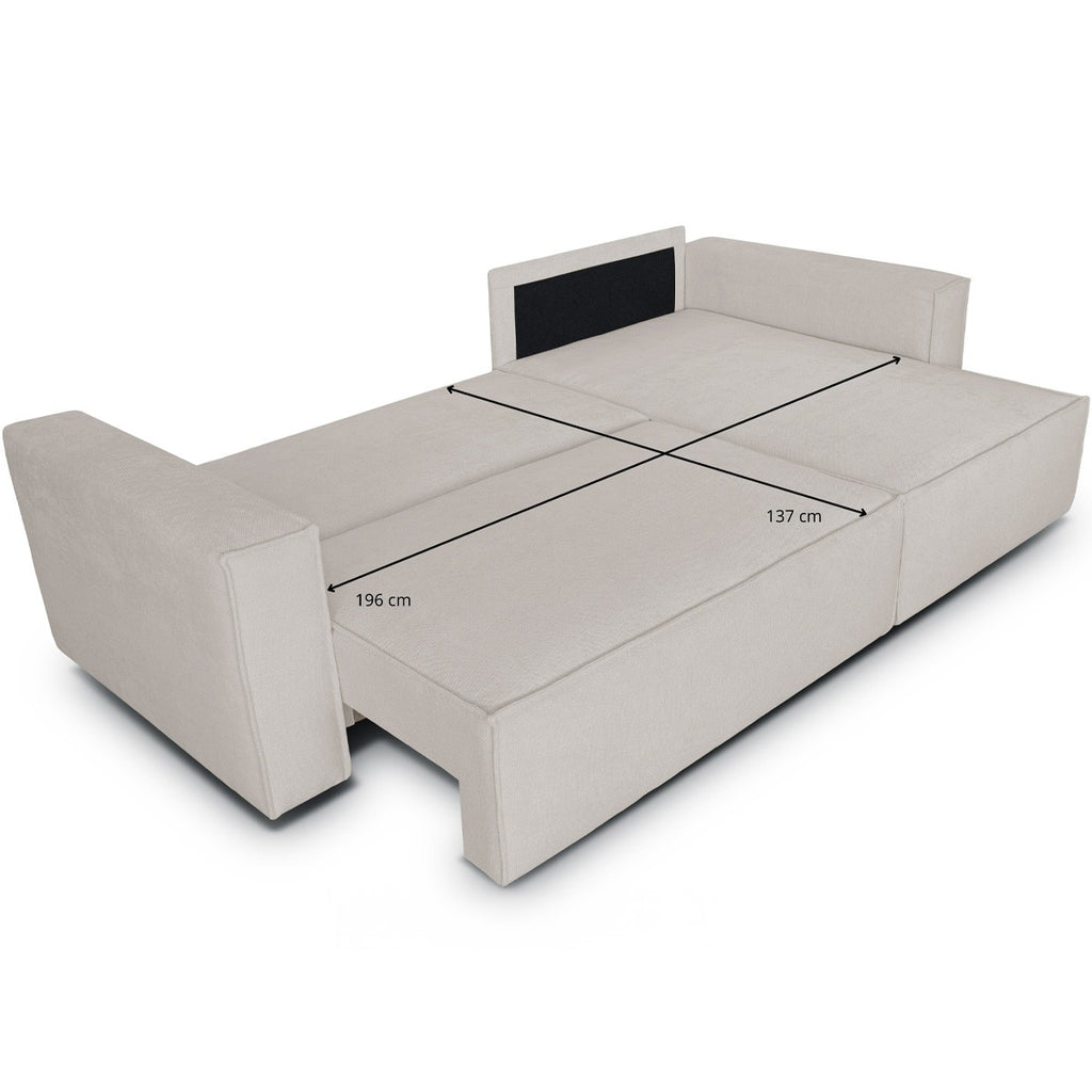 Livia - Canapé d'Angle Convertible Réversible 4 Places avec Coffre de Rangement en Tissu Chenille - Taupe