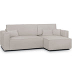 Livia - Canapé d'Angle Convertible Réversible 4 Places avec Coffre de Rangement en Tissu Chenille - Taupe