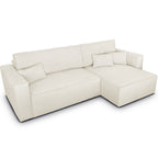 Livia - Canapé d'Angle Convertible Réversible 4 Places avec Coffre de Rangement en Tissu Chenille - Beige