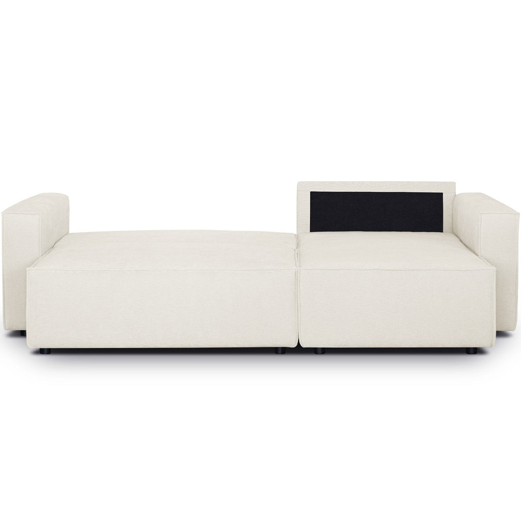 Livia - Canapé d'Angle Convertible Réversible 4 Places avec Coffre de Rangement en Tissu Chenille - Beige