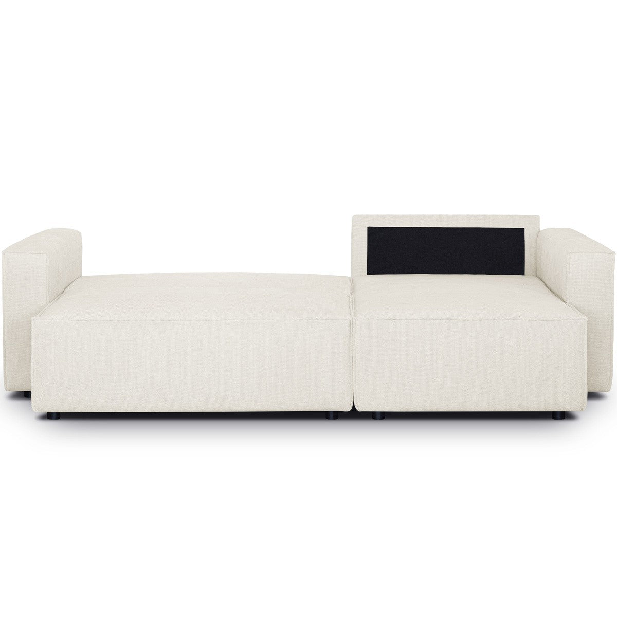 Livia - Canapé d'Angle Convertible Réversible 4 Places avec Coffre de Rangement en Tissu Chenille - Beige