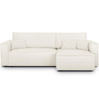 Livia - Canapé d'Angle Convertible Réversible 4 Places avec Coffre de Rangement en Tissu Chenille - Beige