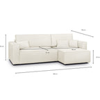 Livia - Canapé d'Angle Convertible Réversible 4 Places avec Coffre de Rangement en Tissu Chenille - Beige