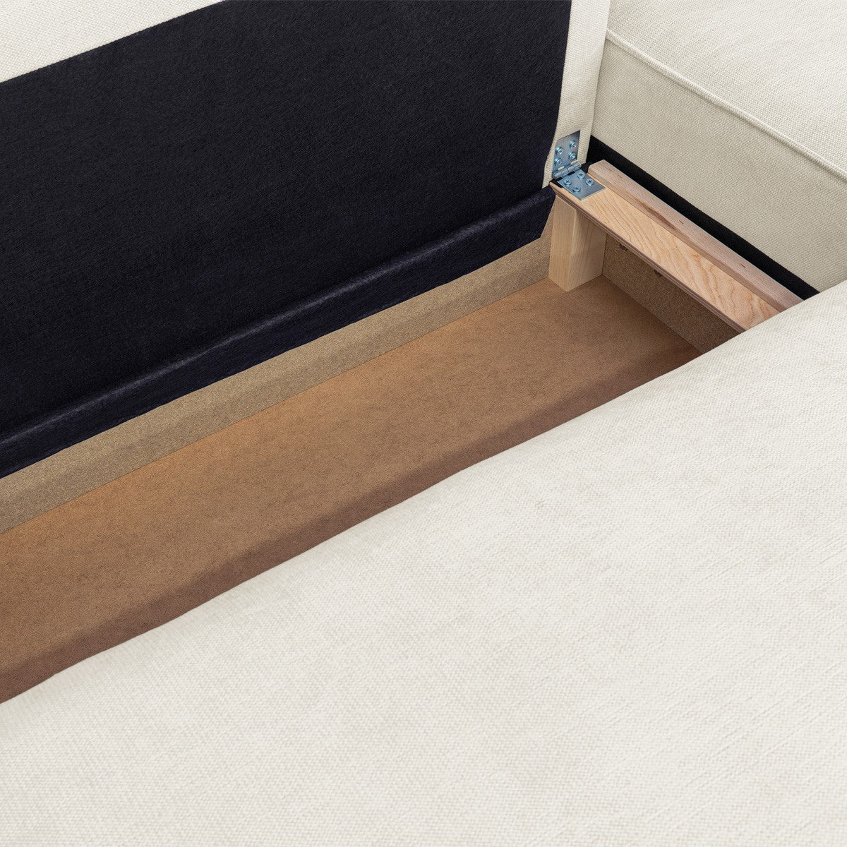 Livia - Canapé d'Angle Convertible Réversible 4 Places avec Coffre de Rangement en Tissu Chenille - Beige