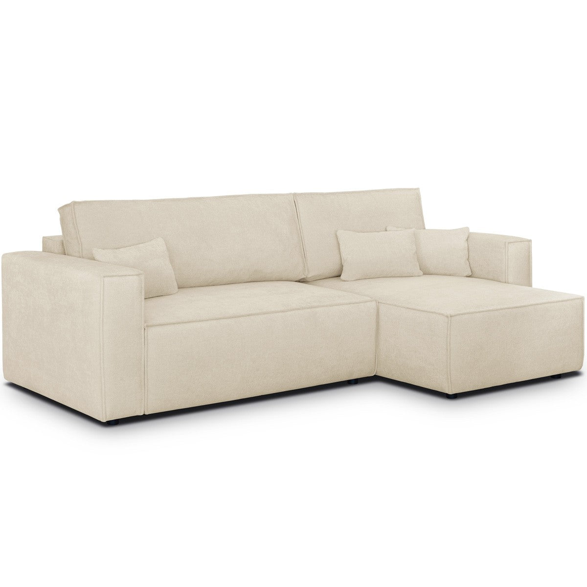 Livia - Vändbar Bäddsoffa Med Divan - Chenilletyg - Mörkbeige
