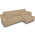 Livia - Canapé d'Angle Convertible Réversible 4 Places avec Coffre de Rangement en Tissu Chenille - Moka