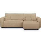 Livia - Canapé d'Angle Convertible Réversible 4 Places avec Coffre de Rangement en Tissu Chenille - Moka