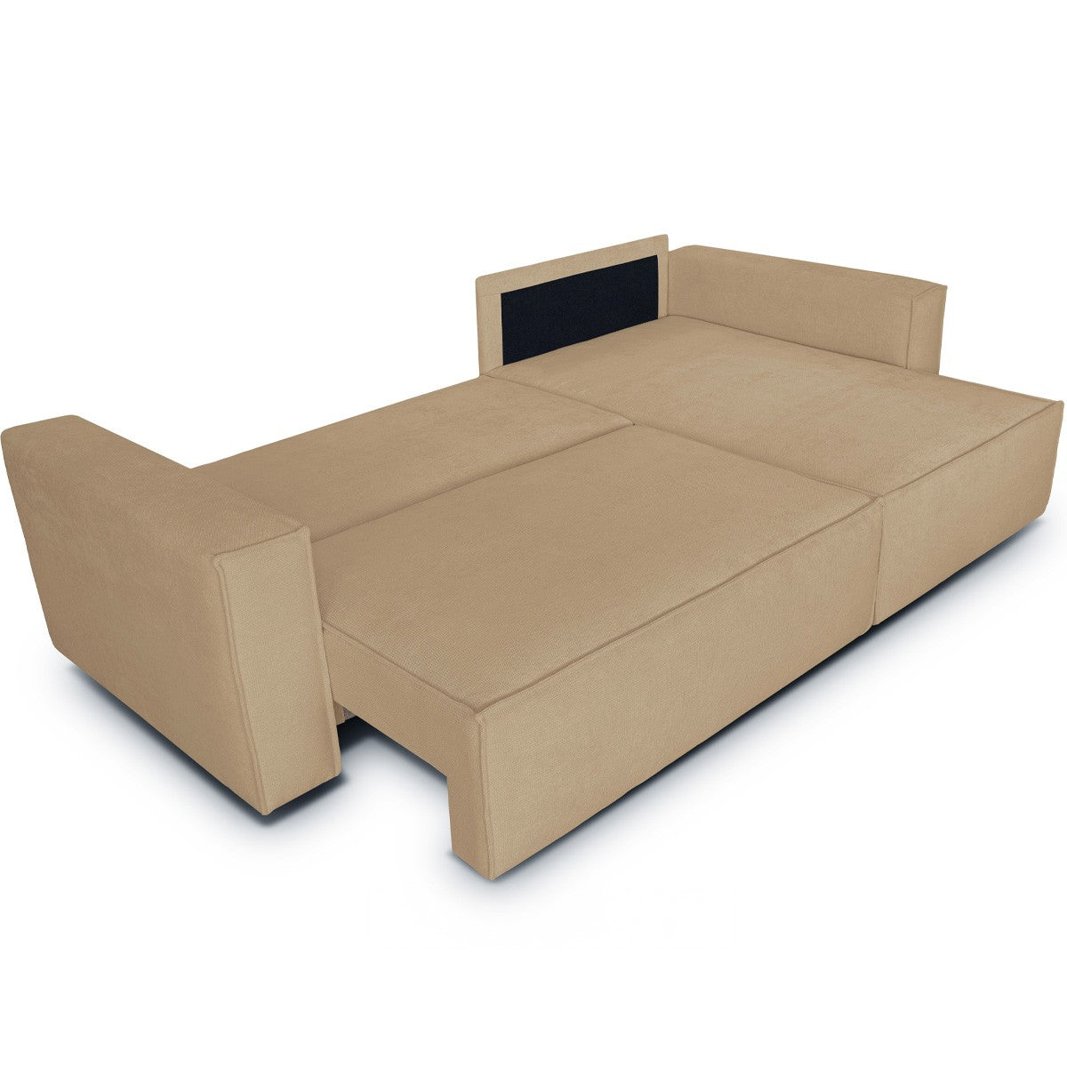 Livia - Canapé d'Angle Convertible Réversible 4 Places avec Coffre de Rangement en Tissu Chenille - Moka