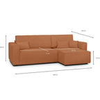 Livia – Ecksofa mit Schlaffunktion, Ottomane wechselbar – Chenille – Terracotta