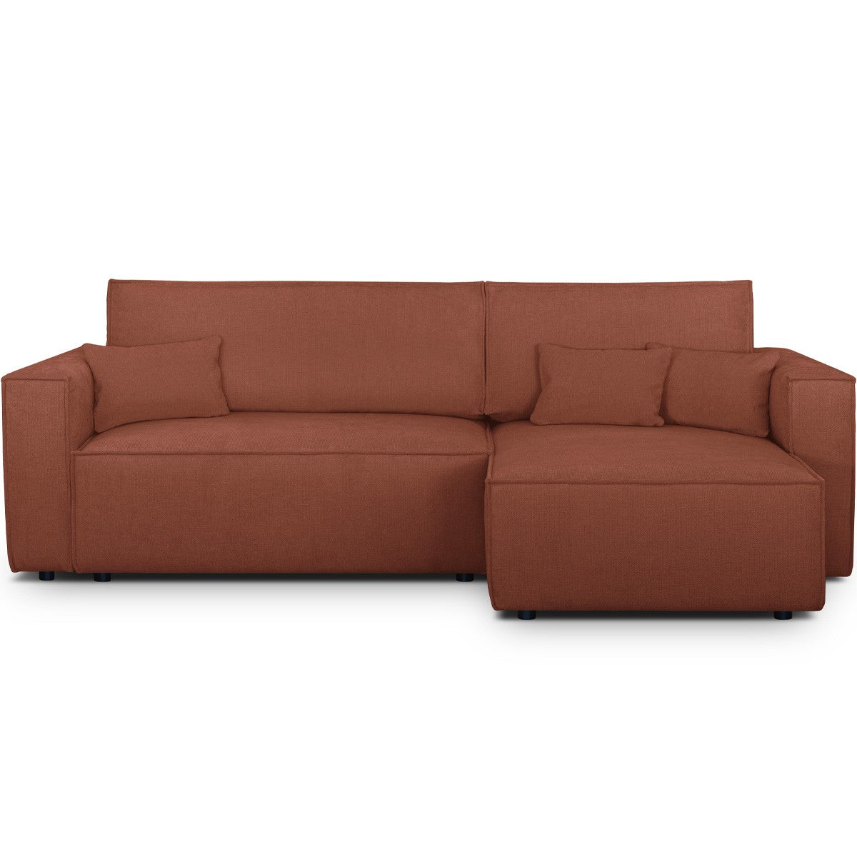 Livia - Bäddbar Reversibel Hörnsoffa - Chenilletyg - Mörkrost
