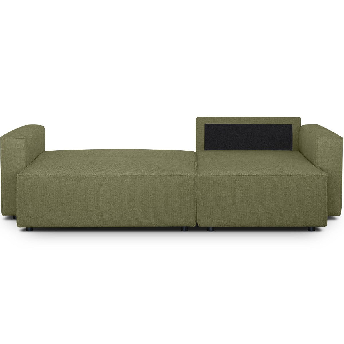 Livia - Canapé d'Angle Convertible Réversible 4 Places avec Coffre de Rangement en Tissu Chenille - Vert Olive