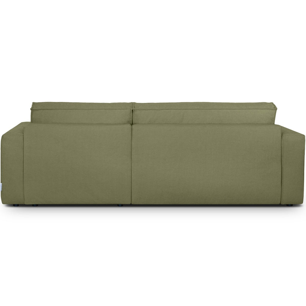 Livia - Canapé d'Angle Convertible Réversible 4 Places avec Coffre de Rangement en Tissu Chenille - Vert Olive