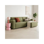 Livia - Canapé d'Angle Convertible Réversible 4 Places avec Coffre de Rangement en Tissu Chenille - Vert Olive