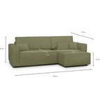 Livia - Canapé d'Angle Convertible Réversible 4 Places avec Coffre de Rangement en Tissu Chenille - Vert Olive