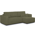 Livia - Vendbar Sovesofa Hjørnesofa - Chenillestof - Khakigrøn