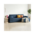 Livia - Canapé d'Angle Convertible Réversible 4 Places avec Coffre de Rangement en Tissu Chenille - Bleu Foncé